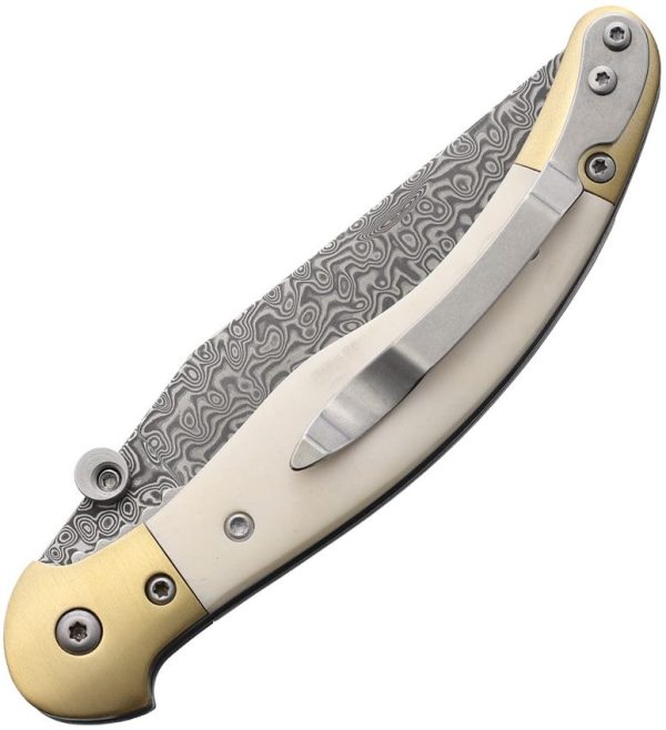 Betyar Fejesgorbe Damascus Folding Knife Bone Handle Linerlock