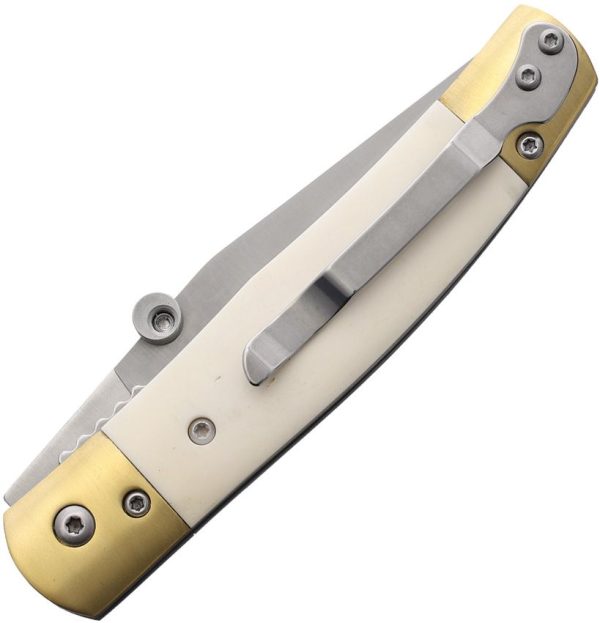 Betyar Maskara Linerlock Folding Knife AUS-8 White Bone