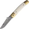 Betyar Maskara Linerlock Damascus Folding Knife Bone Handle