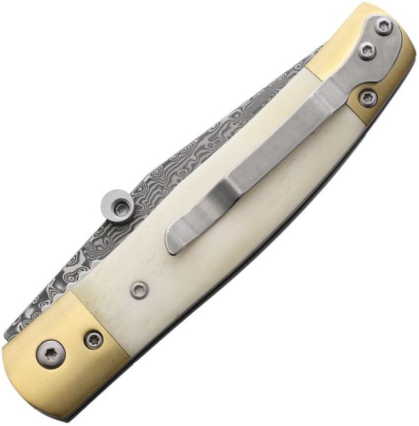 Betyar Maskara Linerlock Damascus Folding Knife Bone Handle