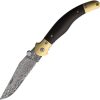 Betyar Fejesgorbe Damascus Folding Knife Brown Wood Linerlock