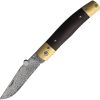 Betyar Maskara Linerlock Damascus Folding Knife Brown Wood