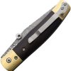 Betyar Maskara Linerlock Damascus Folding Knife Brown Wood