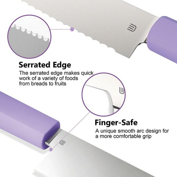 Butterfork Bread Knife Purple 7.5" Serrated Fixed Blade