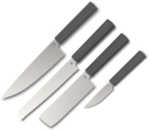 Butterfork Modern Kitchen Set Dark Gray 4pc Chef Nakiri Bread Paring