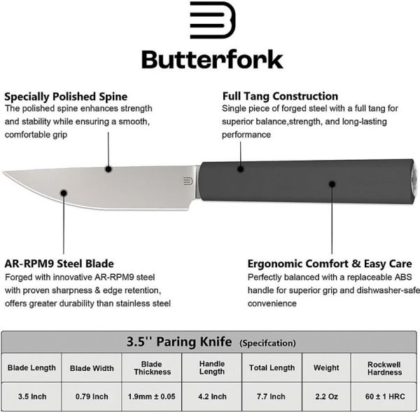 BF01PKDG_add_01.jpg Butterfork Paring Knife Dark Gray 3.5" AR-RPM9 Fixed Blade