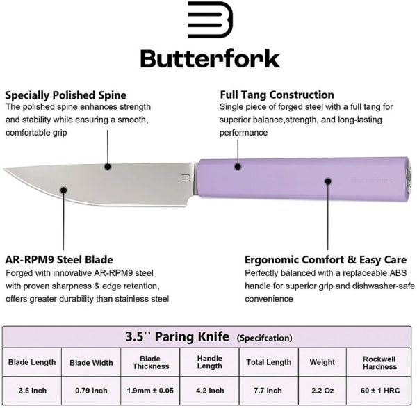 BF01PKPP_add_01.jpg Butterfork Paring Knife Purple 3.5" AR-RPM9 Stainless Fixed Blade