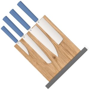 Butterfork Modern Kitchen Set Blue Stainless Steel Chef Knife Stand