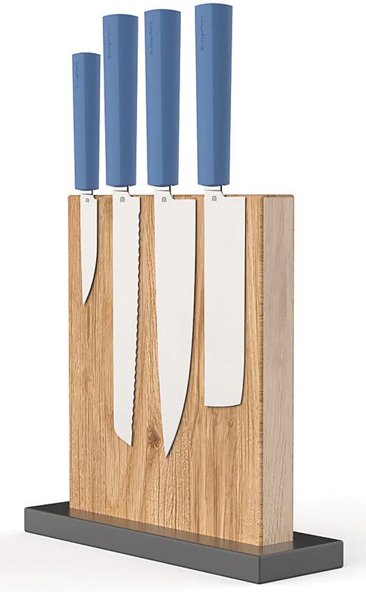 BF01WSBU_add_01.jpg Butterfork Modern Kitchen Set Blue Stainless Steel Chef Knife Stand