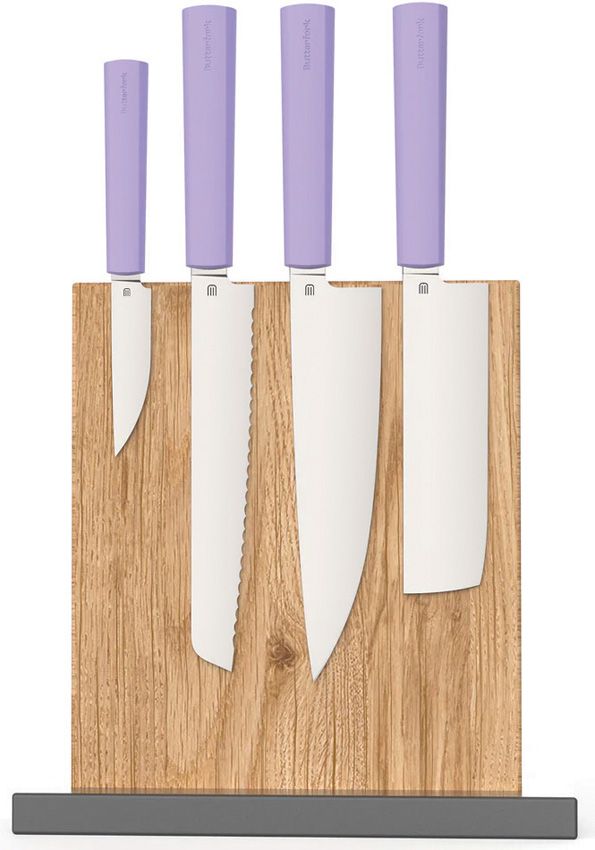 Butterfork Modern Kitchen Set Purple ABS Stainless 5-Piece Stand