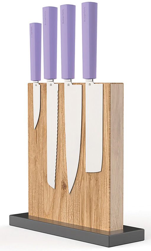 Butterfork Modern Kitchen Set Purple ABS Stainless 5-Piece Stand