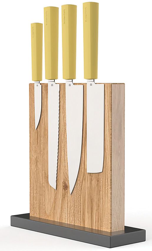 BF01WSYL_add_01.jpg Butterfork Modern Kitchen Set Yellow ABS Chef Knife Stand