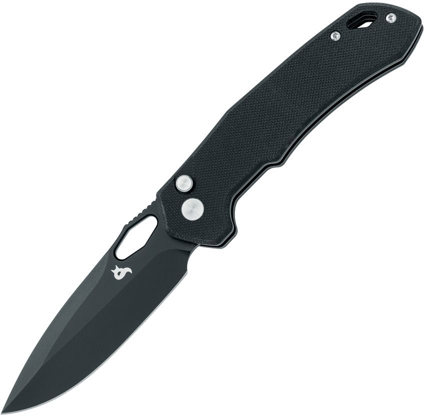 Black Fox Astros Button Lock Folding Knife 3.38" Black