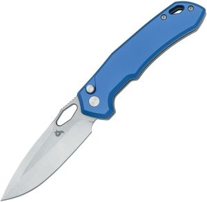 Black Fox Astros Button Lock Blue Aluminum Folding Knife 420SS