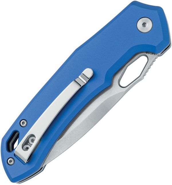 Black Fox Astros Button Lock Blue Aluminum Folding Knife 420SS