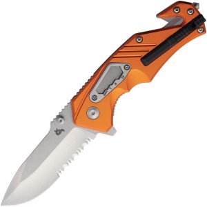 Black Fox Demand Rescue Linerlock Orange Folding Knife Glass Breaker