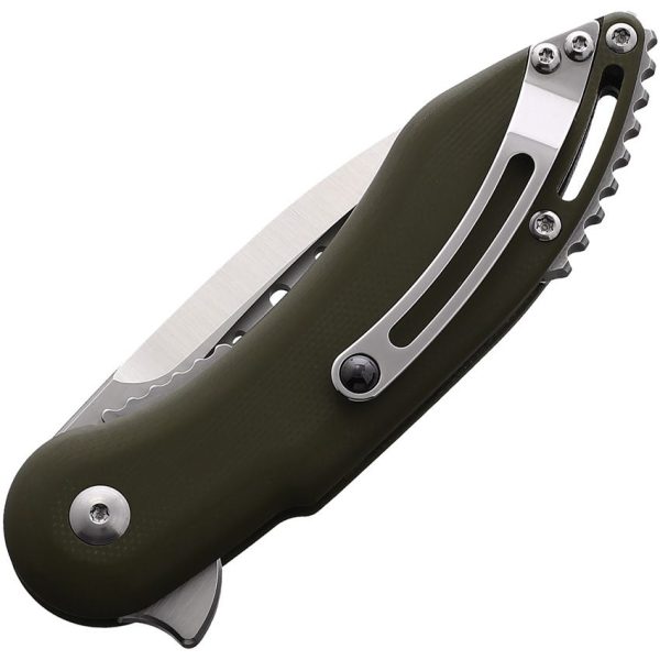 BG006_add_01.jpg Begg Knives Mini Glimpse D2 Steel OD Green Folding Knife Linerlock