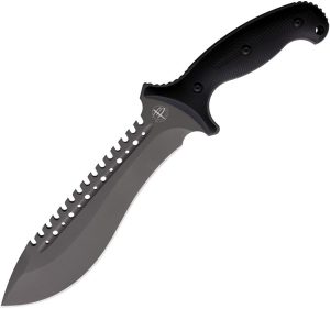 Begg Knives Bolo Fixed Blade Gray Titanium AUS-10A Sawback