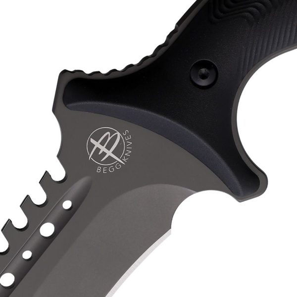 Begg Knives Bolo Fixed Blade Gray Titanium AUS-10A Sawback