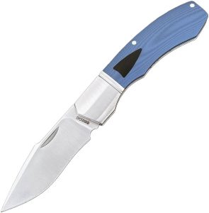 Begg Knives Recurve Slip Joint Blue G10 Folding Knife 14C28N