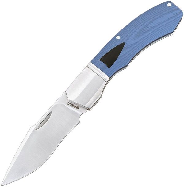 Begg Knives Recurve Slip Joint Blue G10 Folding Knife 14C28N