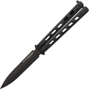 BH15B100.jpg Blackhawk Dark Angel Butterfly Folding Knife D2 Steel Black