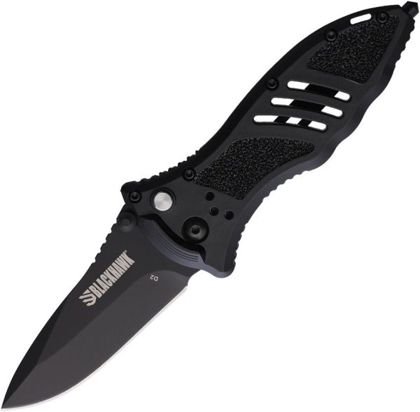 Blackhawk Small Button Lock Folding Knife D2 Steel Black