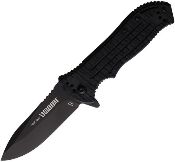 Blackhawk Point Man Linerlock Folding Knife D2 Steel Black G10