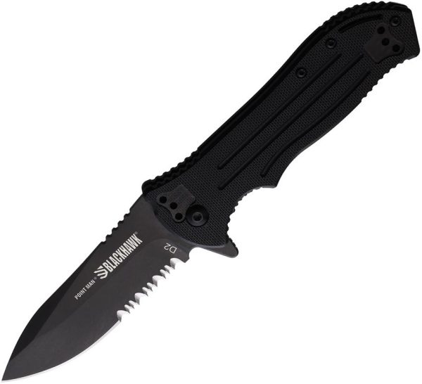 BH15PM211BK.jpg Blackhawk Point Man Linerlock Assisted Opening Folding Knife D2