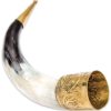 United Cutlery Viking Drinking Horn 14" Natural Cow Horn Brass