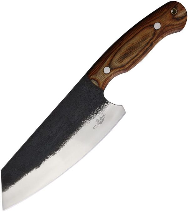 BenJahmin Camp Cleaver Fixed Blade Knife 7" Stainless Brown Wood
