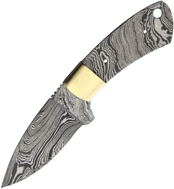 Knifemaking Damascus Drop Point Blade - Brass Guard