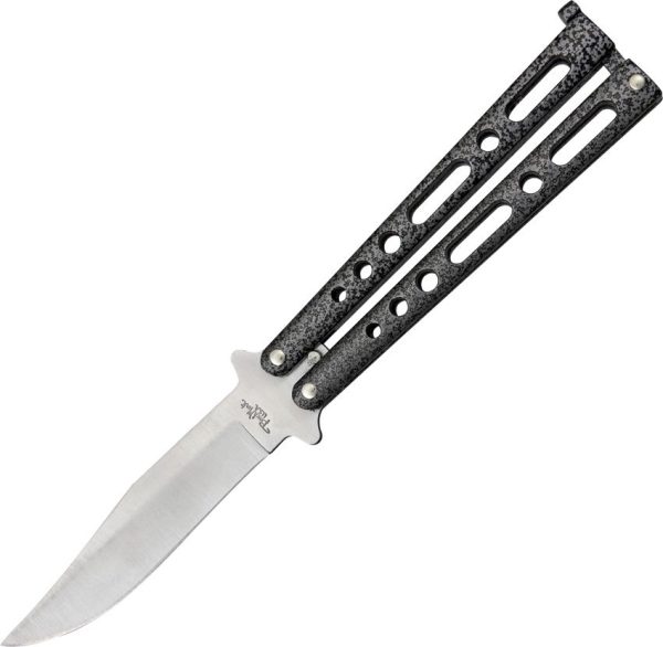 BM005.jpg Benchmark Balisong Folding Knife 4" Stainless Blade Silver