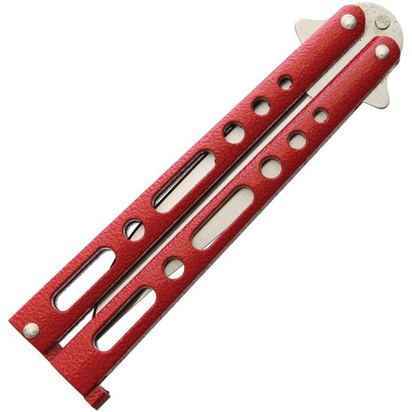 Benchmark Balisong Red 3.5" Folding Knife Stainless Aluminum