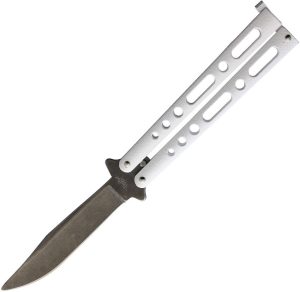 Benchmark Butterfly White Stonewash Folding Knife 3.75" Blade