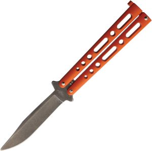 Benchmark Butterfly Orange Stonewash Folding Knife 3.75"