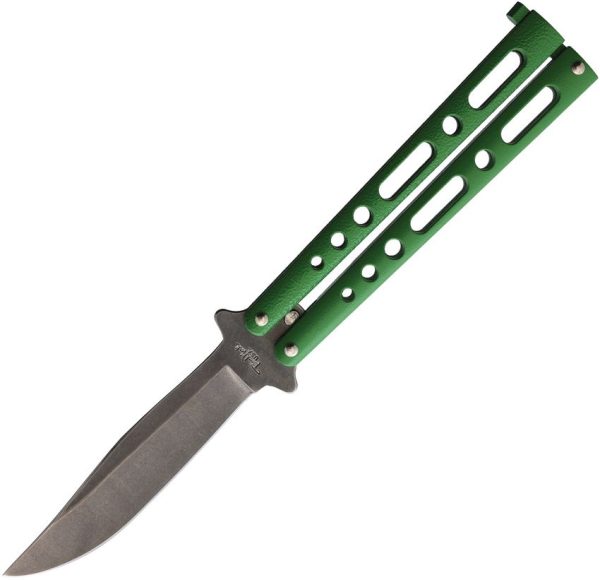 Benchmark Butterfly Green Stonewash Folding Knife 4" Blade