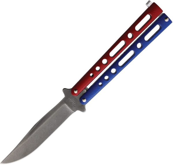 Benchmark Butterfly Red White Blue SW Folding Knife 4" Blade