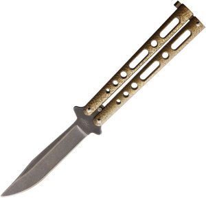 Benchmark Butterfly Gold Stonewash Folding Knife