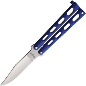 Benchmark Balisong Blue Stainless Folding Knife