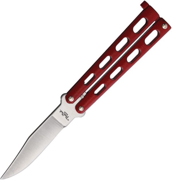 BM027.jpg Benchmark Balisong Red Stonewash Folding Knife