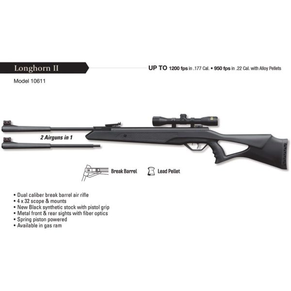 Beeman Longhorn II Air Rifle .177 Break Barrel 1200fps Scope