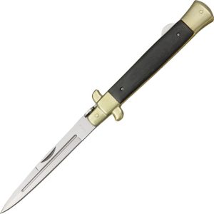 Benchmark Large Stiletto Black Wood Handle Folding Knife