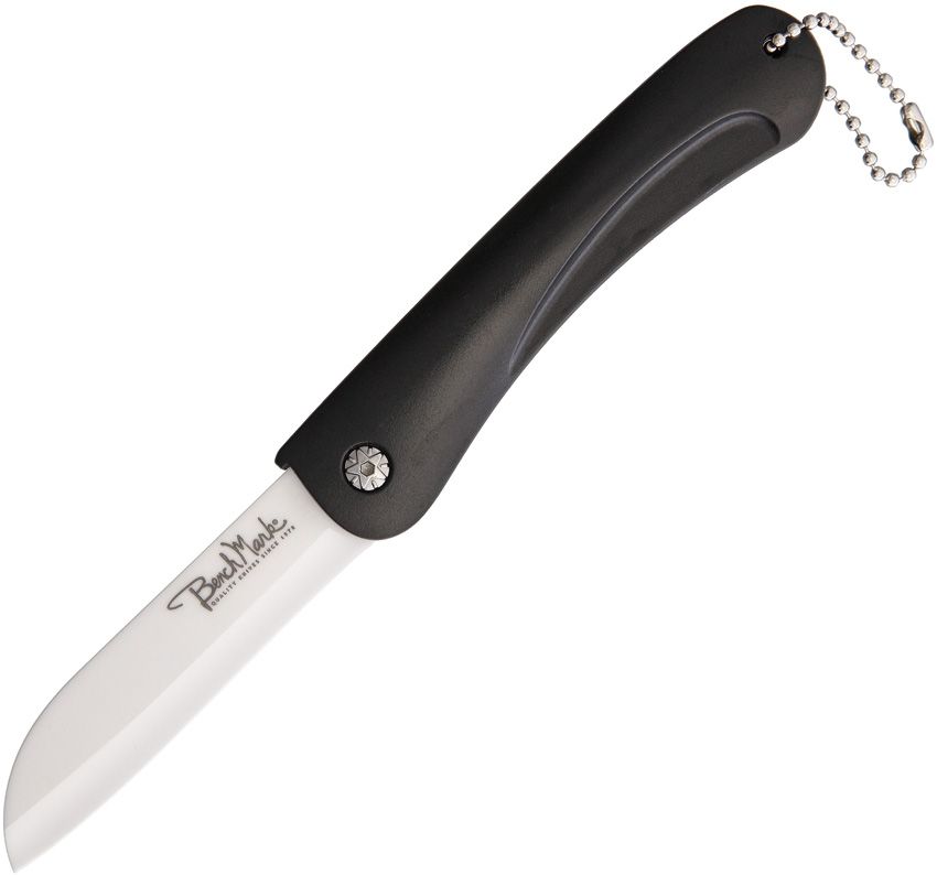 Benchmark Ceramic Folder Black Handle 3" White Blade Folding Knife