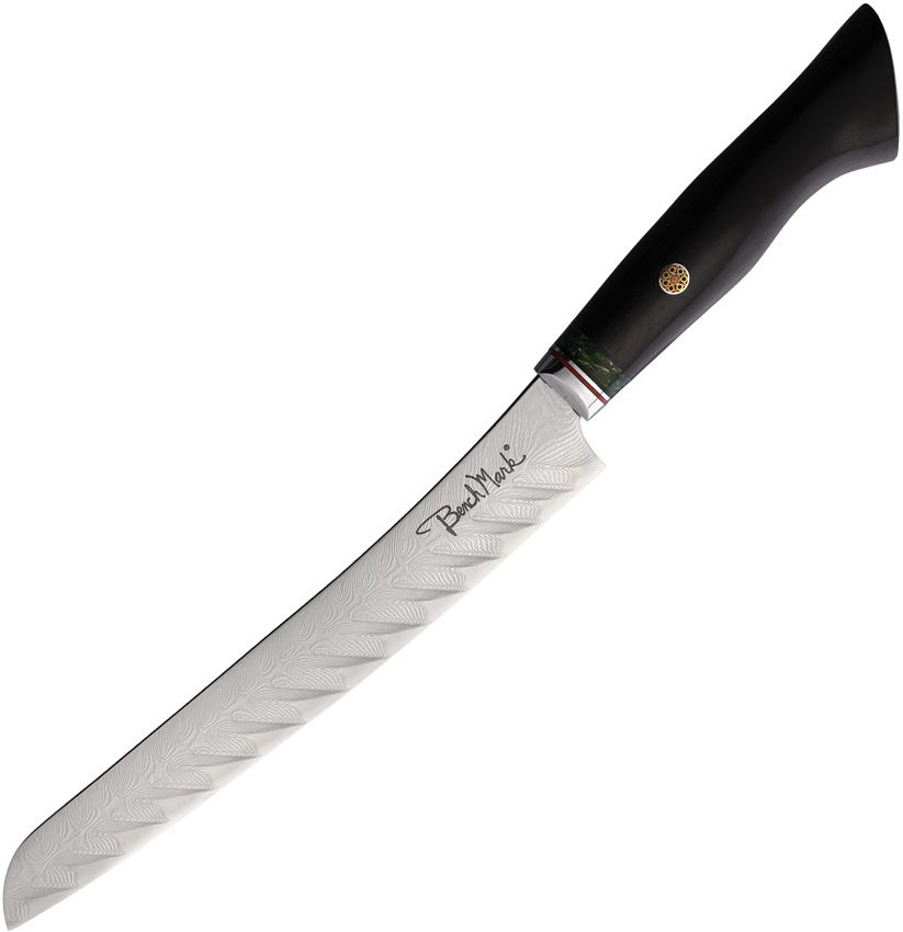 Benchmark Bread Knife Damascus 8" Blade Rosewood Handle
