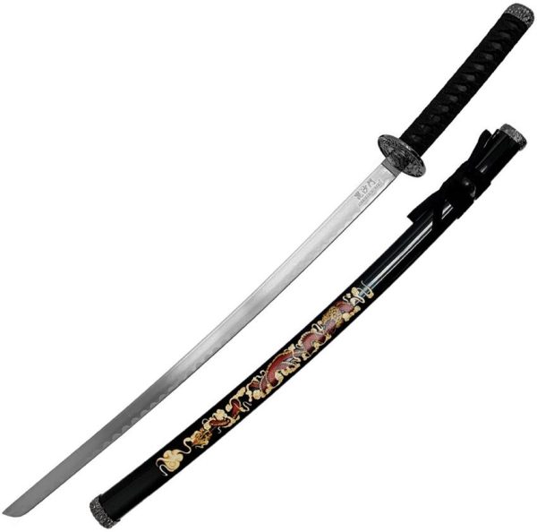 Bishamon Samurai Sword Black Dragon - 39.5 inches