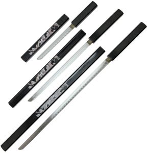 BMNSA125BKD.jpg Bishamon Samurai Sword 3 Piece Set - Black Dragon