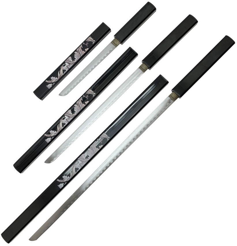 Bishamon Samurai Sword 3 Piece Set with Stand