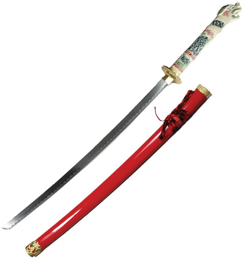 Bishamon Samurai Sword Dragon 27.5" Carbon Steel Blade w/ Scabbard