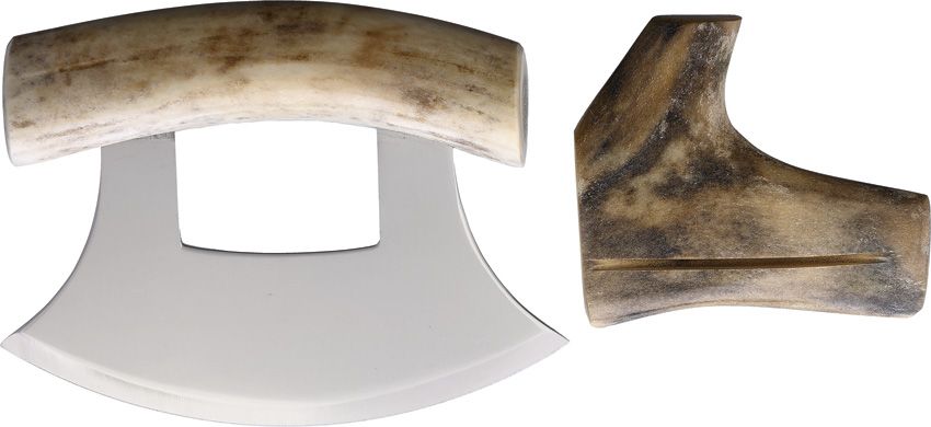 B Merry Ulu 5.75" Mirror Finish 440 Stainless Caribou Antler